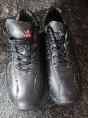 Chung Shi Shoes Womens Size 7.5 Black Leather Stafild Rocker Bottom SDH 0803